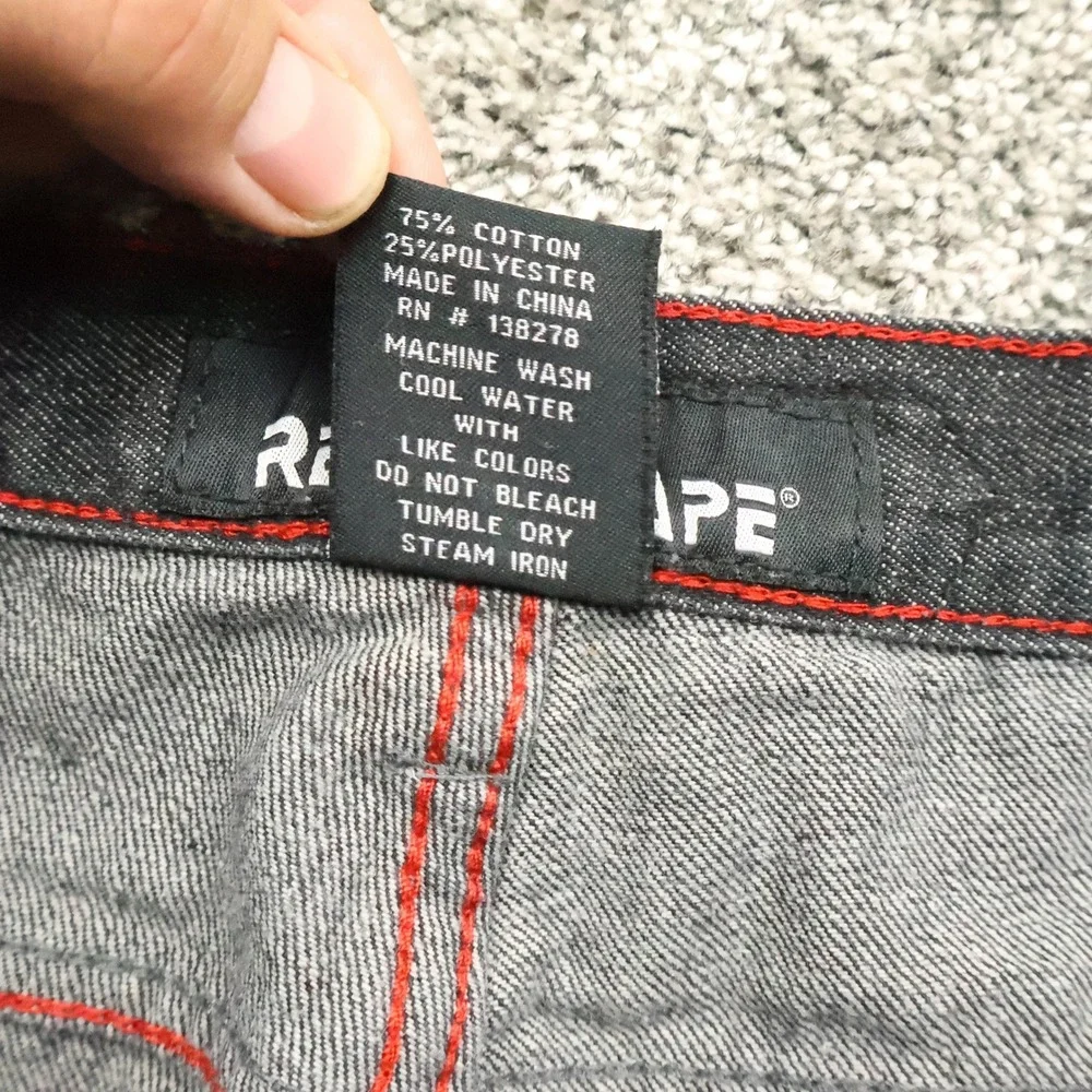 Red Ape Jeans Mens 38X29 wide leg baggy y2k Pants Red Stitching Streetwear